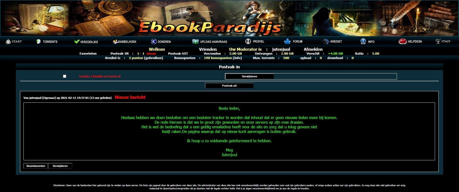 ebookparadijs.org - Nederlandse torrent communities - Duken.nl